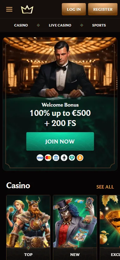 Crown Play Casino mobile experience on an Android or iOS browser